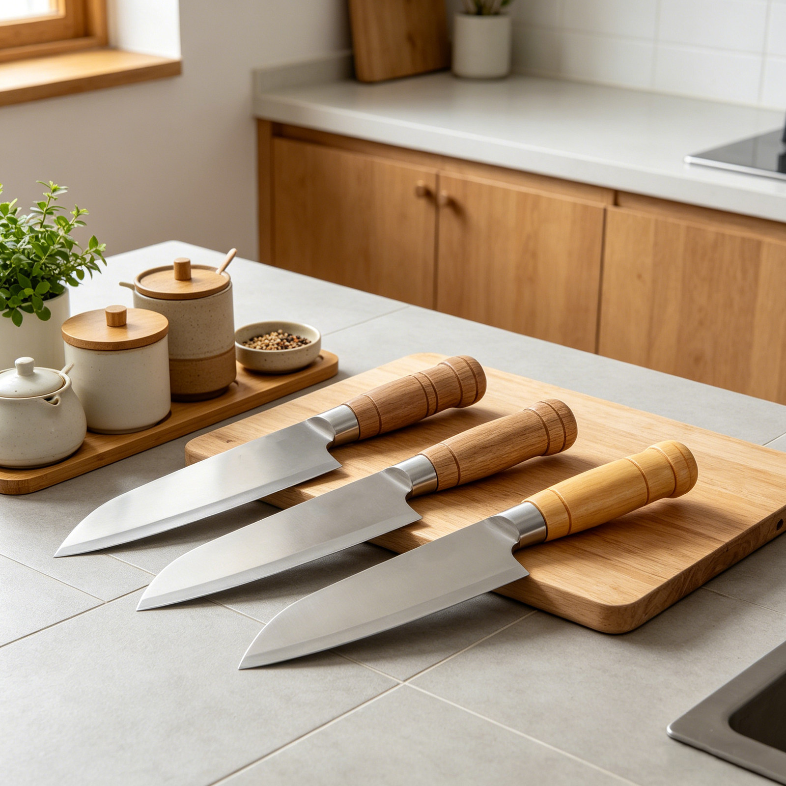 Japanese Knife - 3 Buah Pegangan Pisau Kayu Pegangan